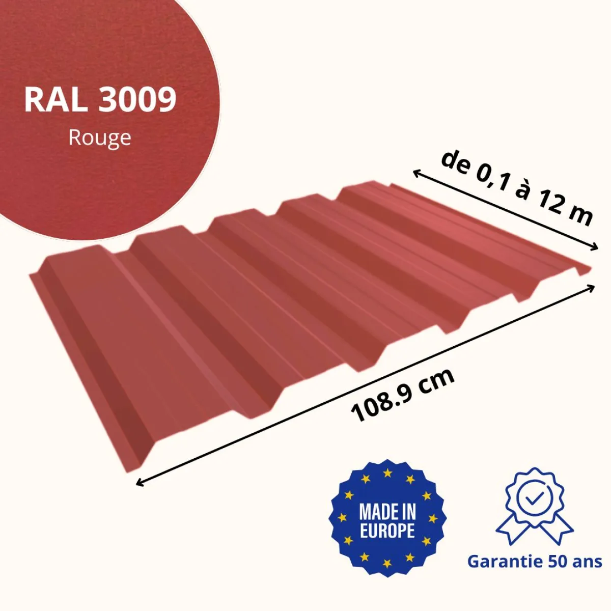 Tôle de bardage bac acier Alto Rouge mat
