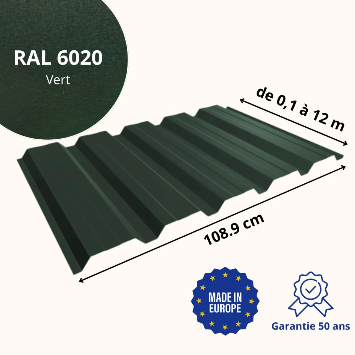 Tôle de bardage bac acier Alto Vert mat