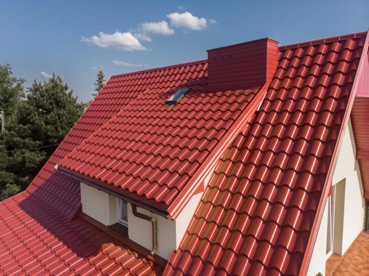 Tôle imitation tuile Centro Rouge mat