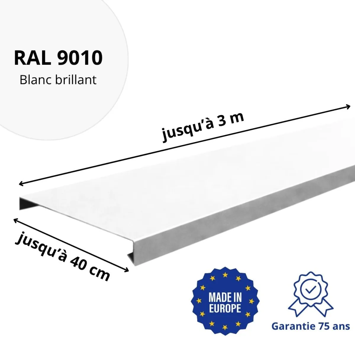 Couvertine Aluminium Blanc brillant