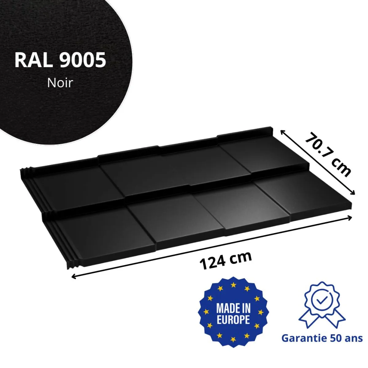 Tôle imitation ardoise Savanna Noir mat