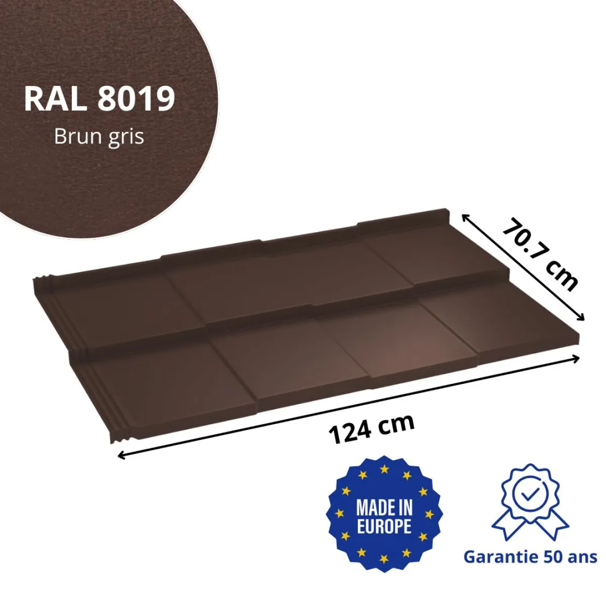 Tôle imitation ardoise Savanna Brun Gris mat