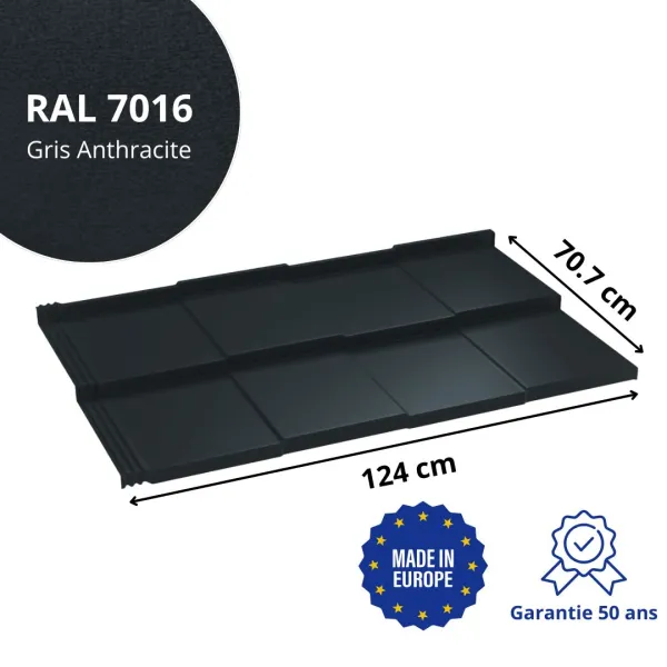 Tôle imitation ardoise Savanna Gris Anthracite mat - 2