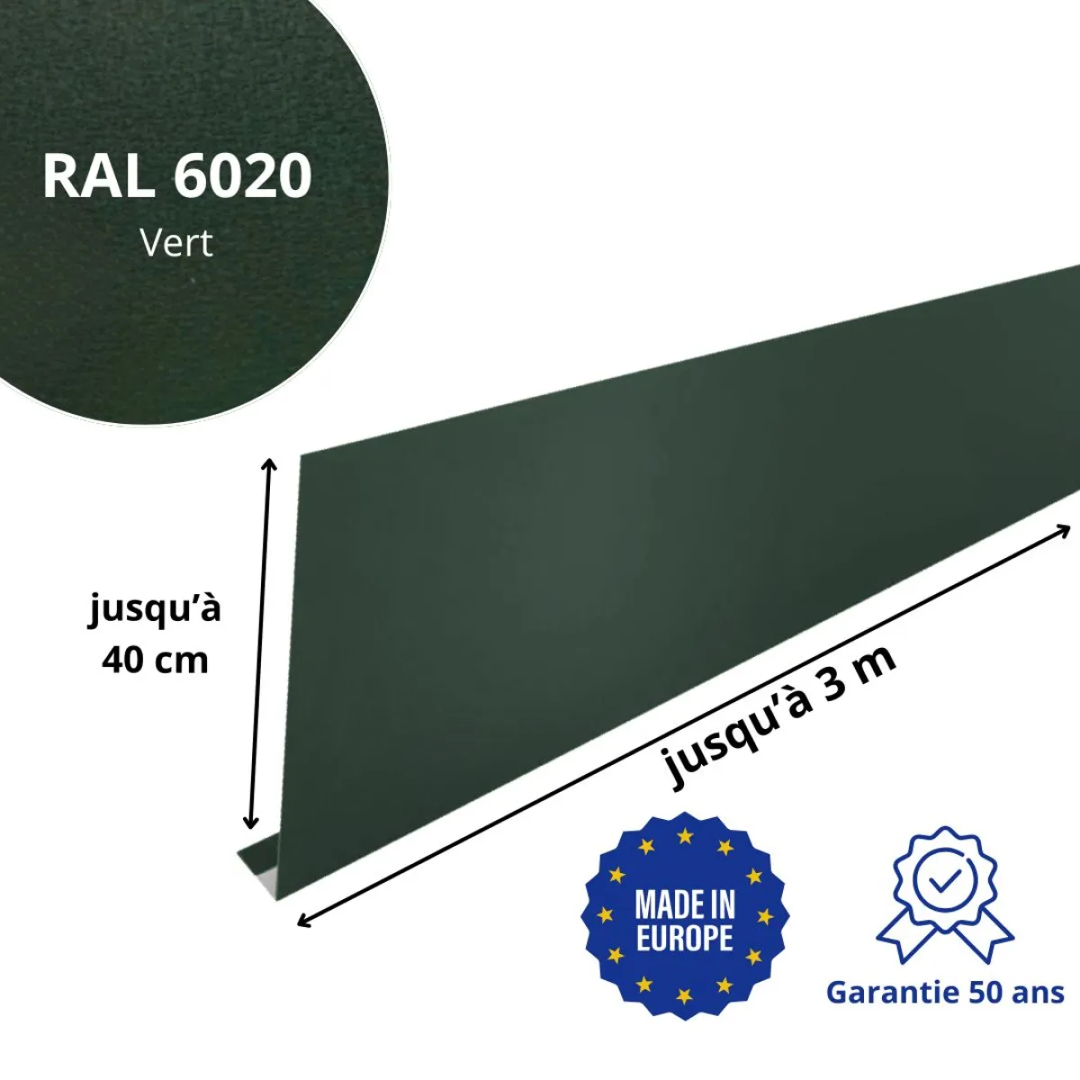 Habillage de gouttière Vert mat