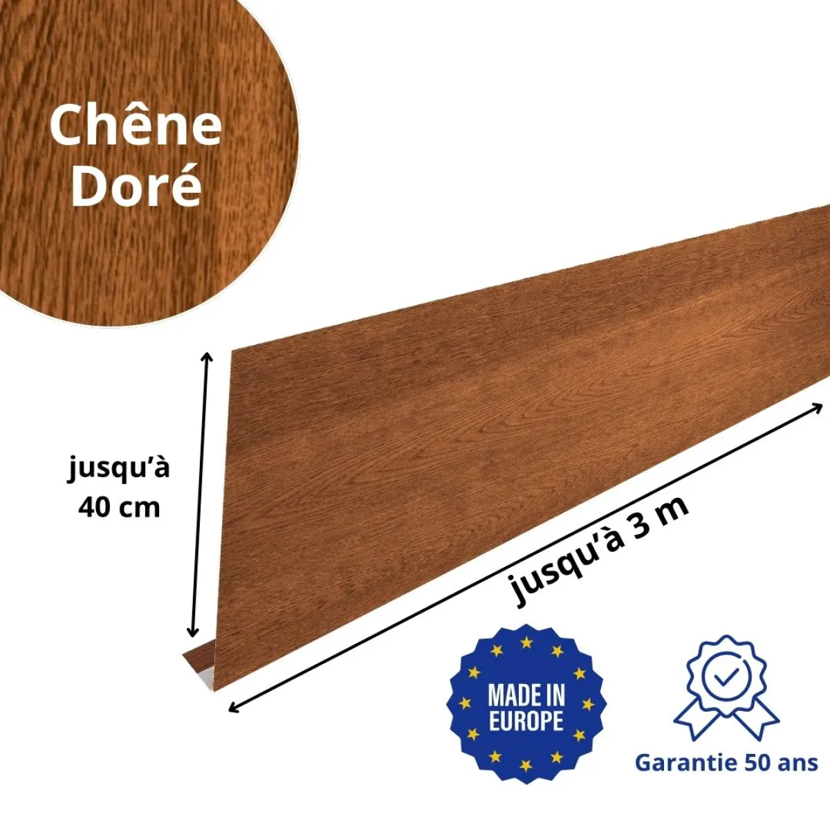 Habillage de gouttière Chêne Doré 3D