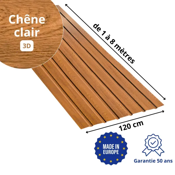 Tôle de Bardage Vario Chêne Clair 3D - 2