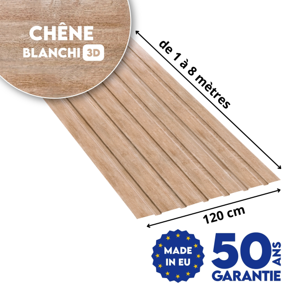 Tôle de Bardage Vario Chêne Blanchi 3D - 2