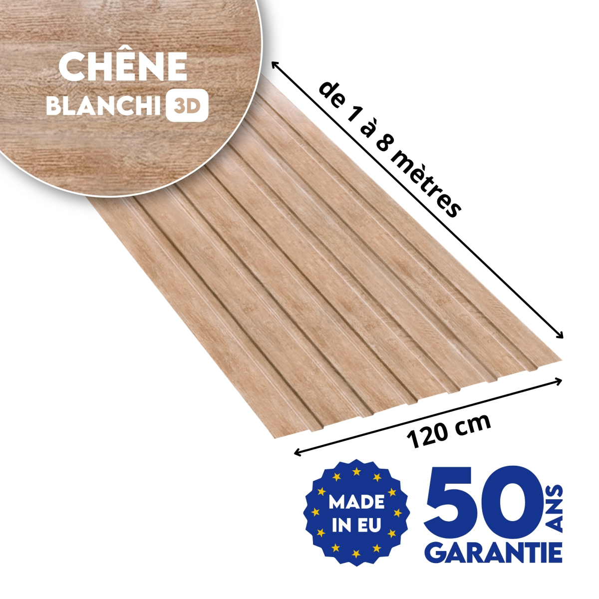 Tôle de Bardage Vario Chêne Blanchi 3D