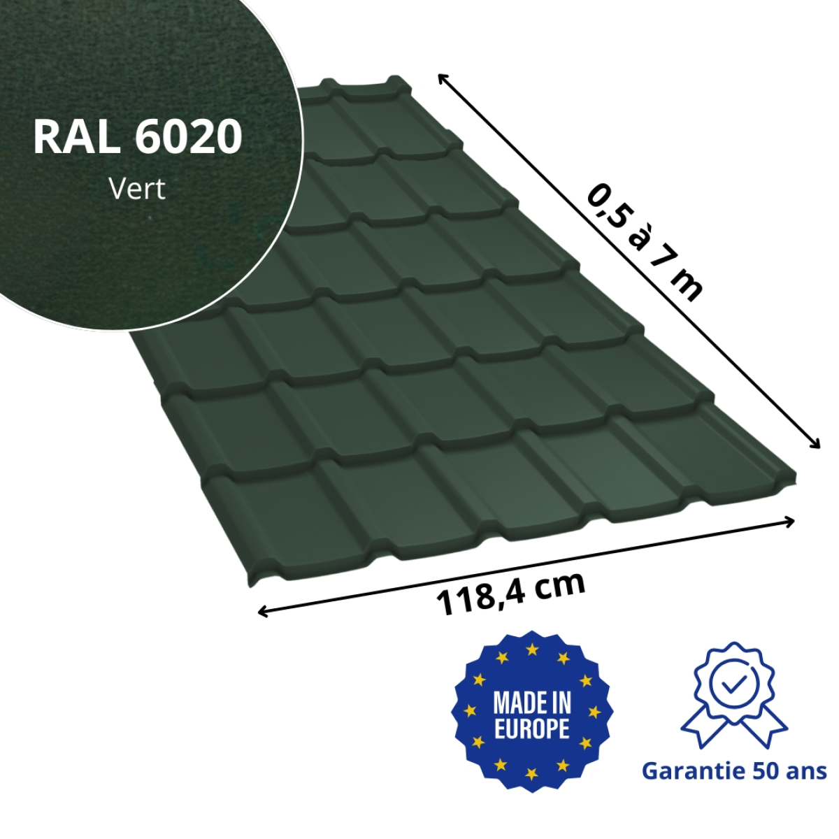 Tôle imitation tuile Allano Vert mat