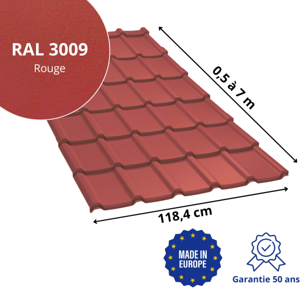 Tôle imitation tuile Allano Rouge mat - 2