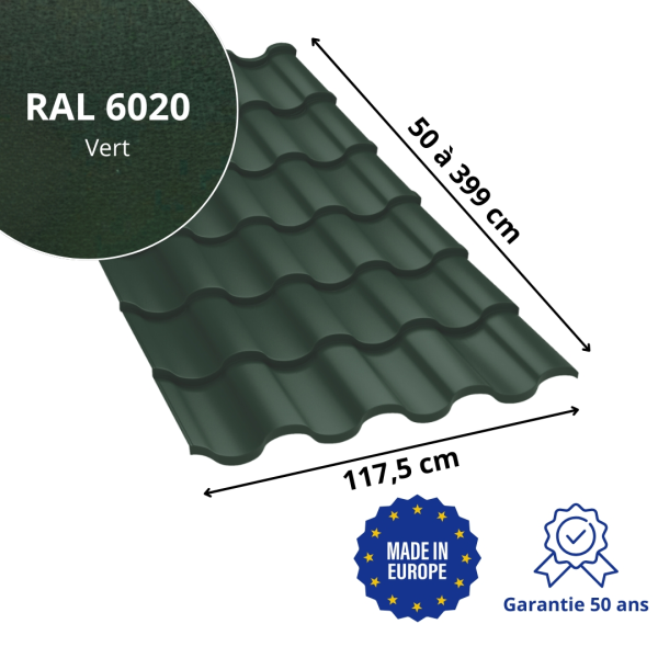 Tôle imitation tuile Centro Vert mat - 2