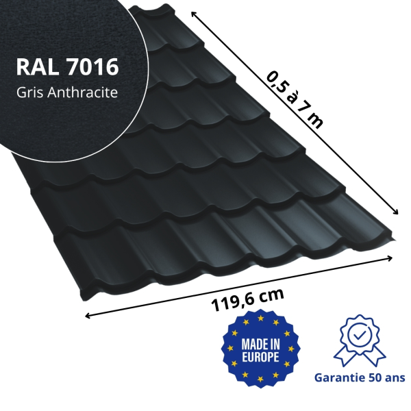 Tôle imitation tuile Vello Gris Anthracite mat - 2