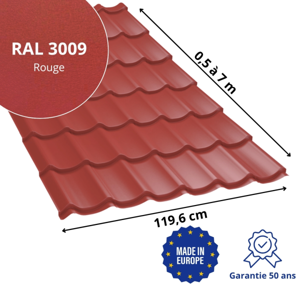Tôle imitation tuile Vello Rouge mat - 2