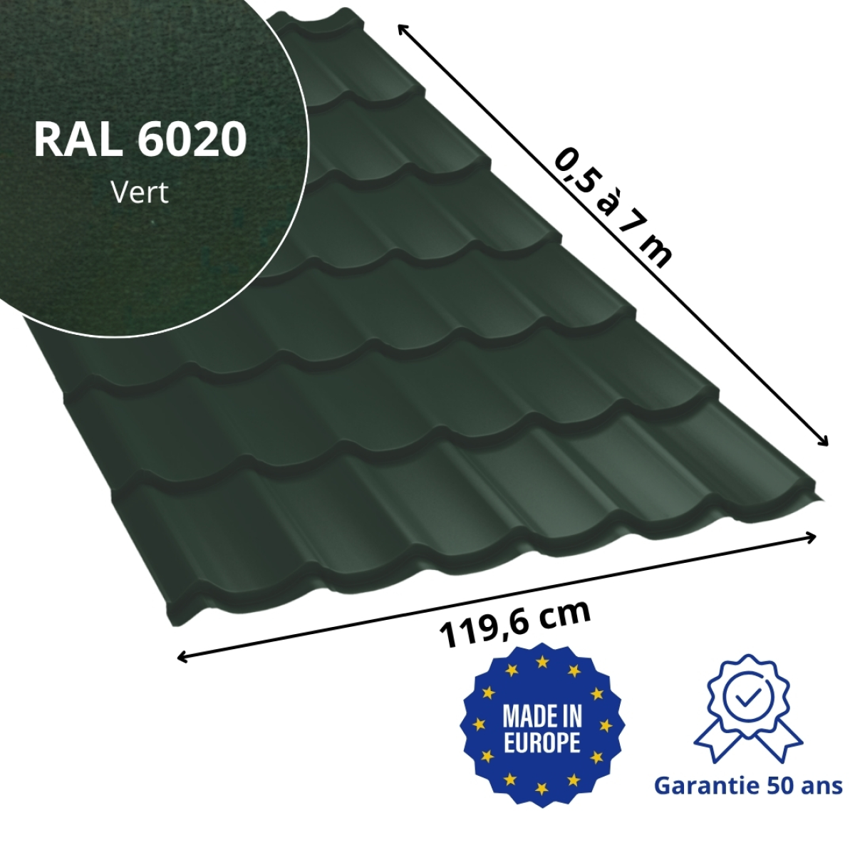 Tôle imitation tuile Vello Vert mat