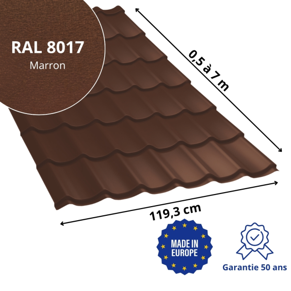 Tôle imitation tuile Platino Marron mat - 2