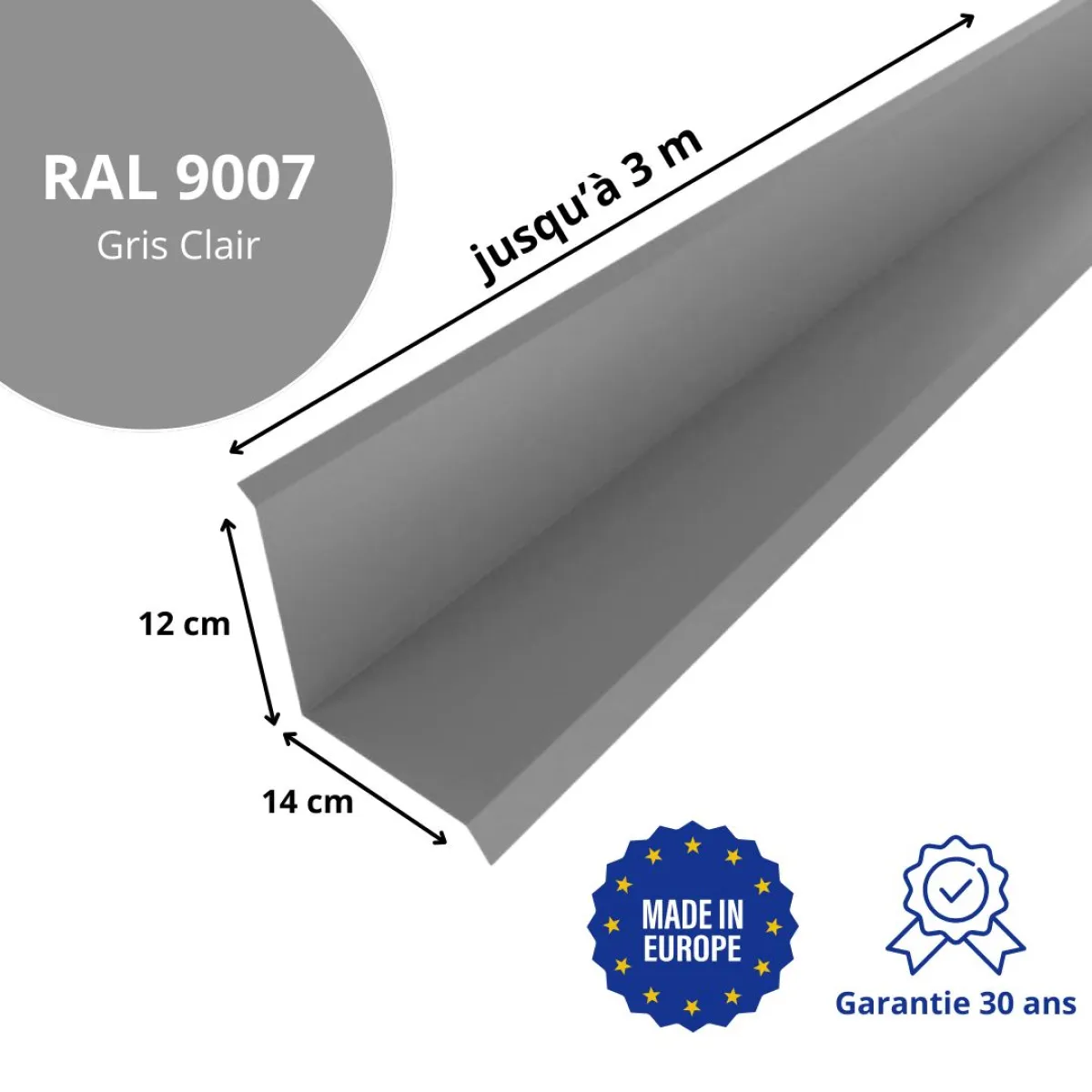 Solin de toiture Gris Clair brillant