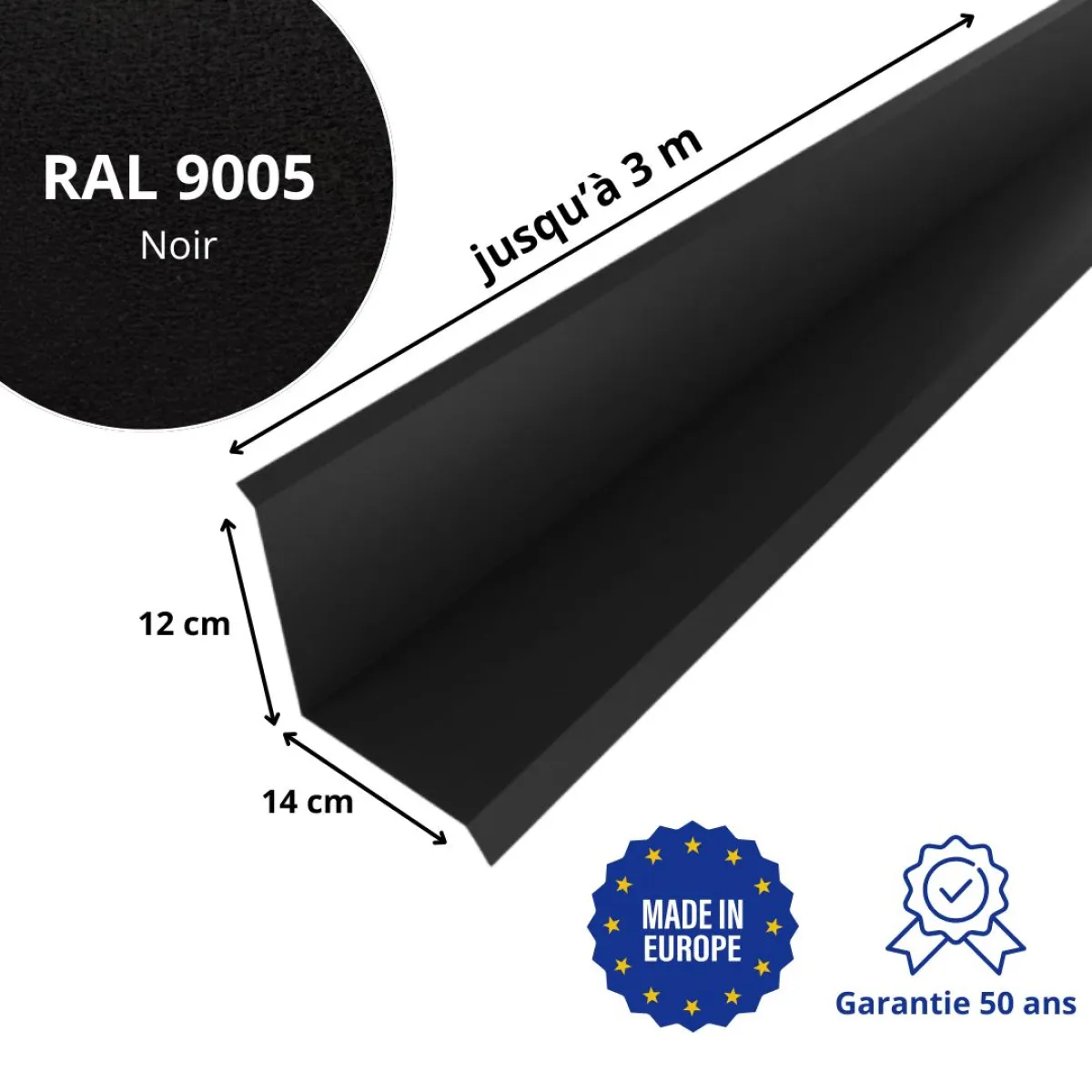 Solin de toiture Noir mat