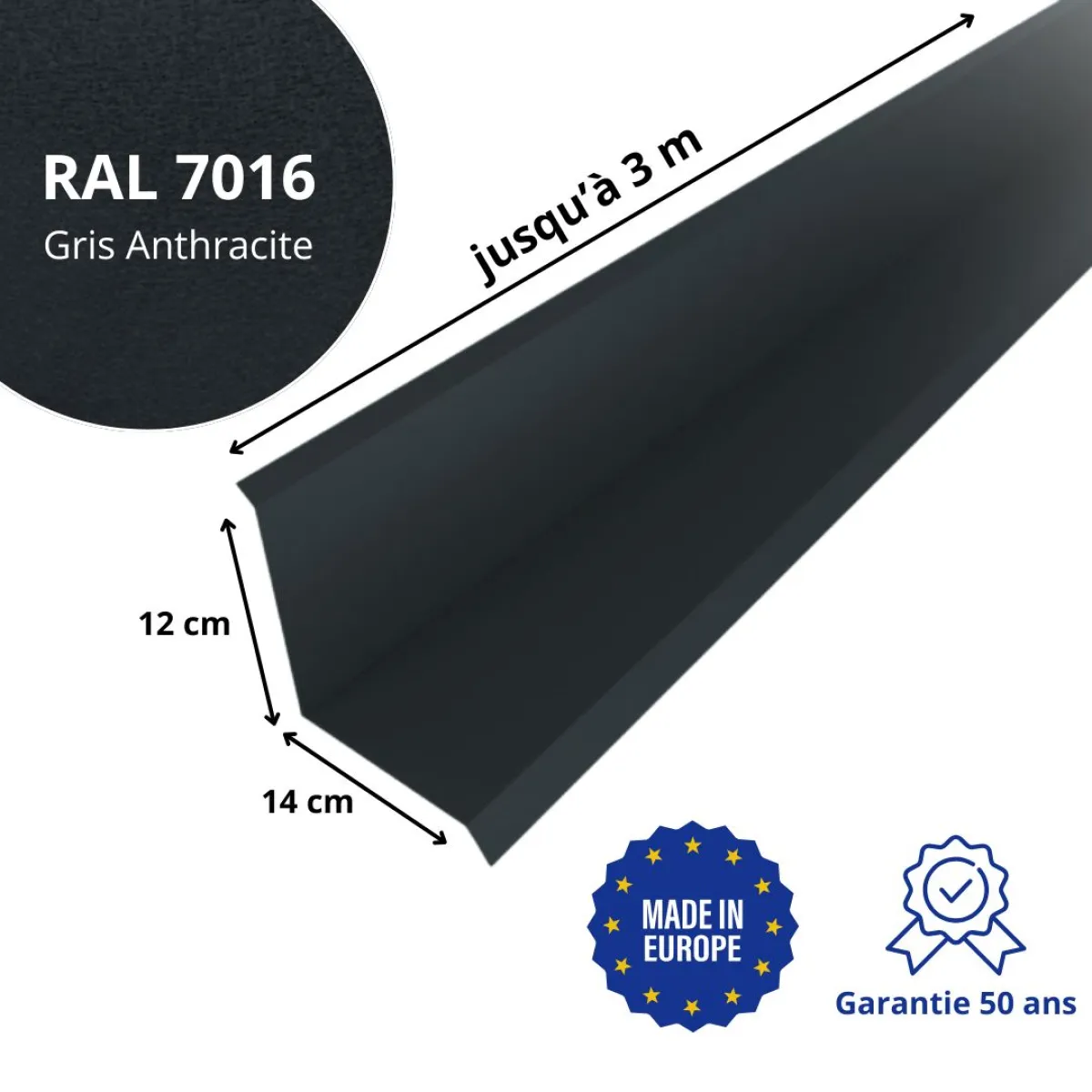 Solin de toiture Gris Anthracite mat
