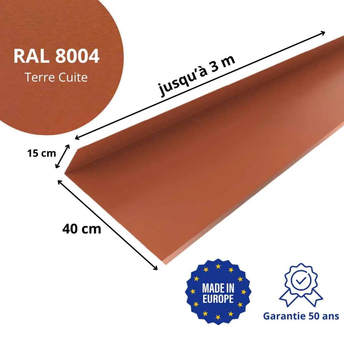 Solin de haut de cheminée Terre Cuite mat