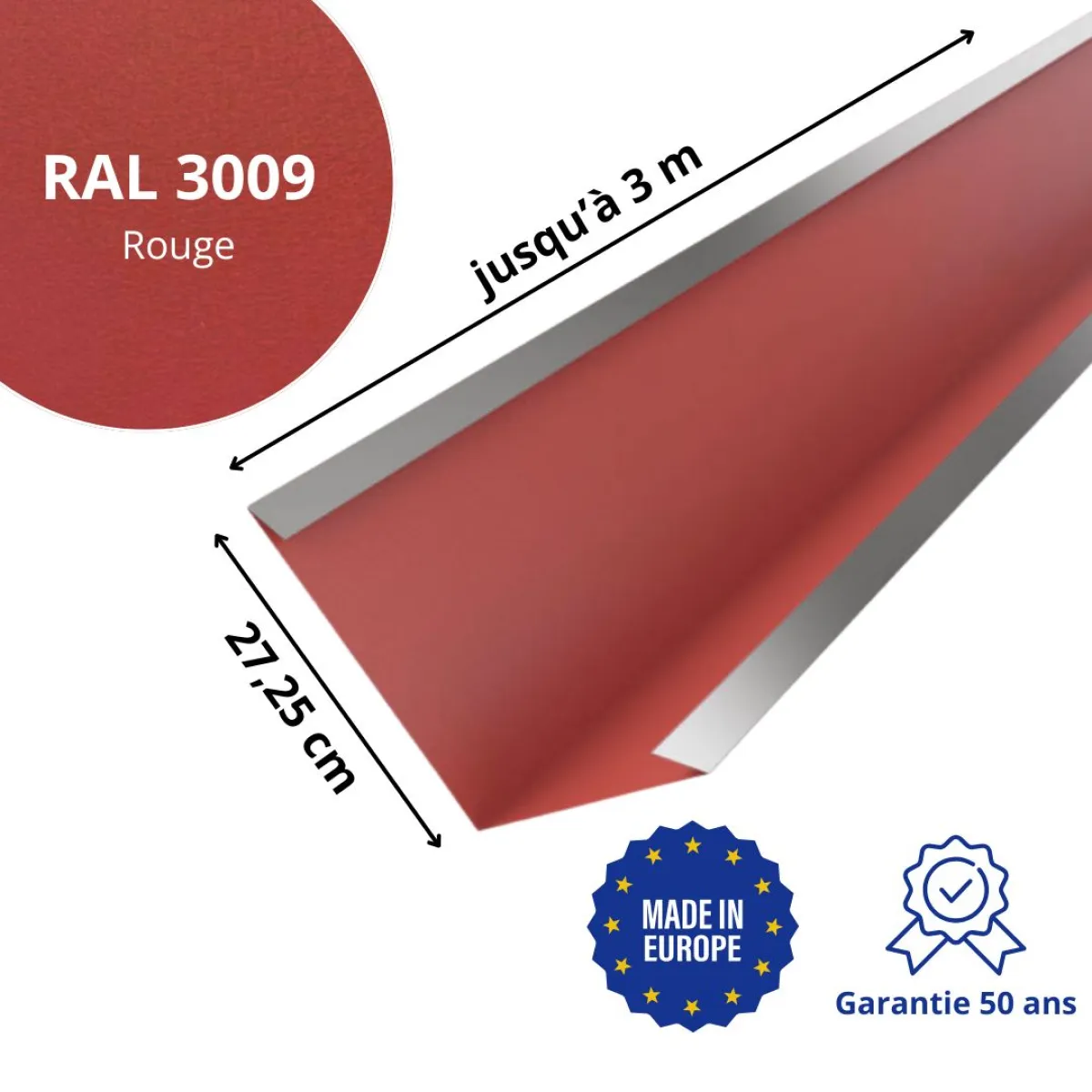 Bande de noue Rouge mat