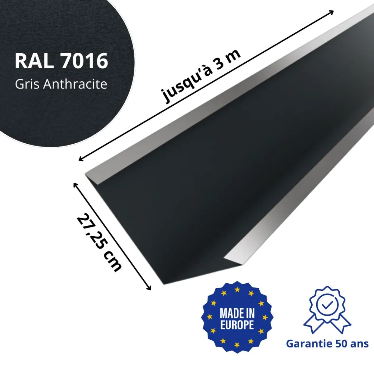 Bande de noue Gris Anthracite mat