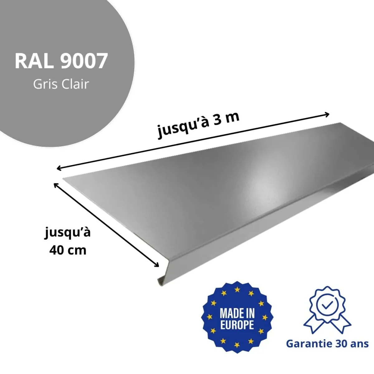 Appui de fenêtre Gris Clair brillant