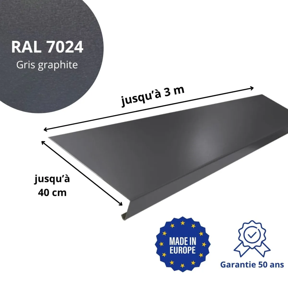 Appui de fenêtre Gris Graphite mat