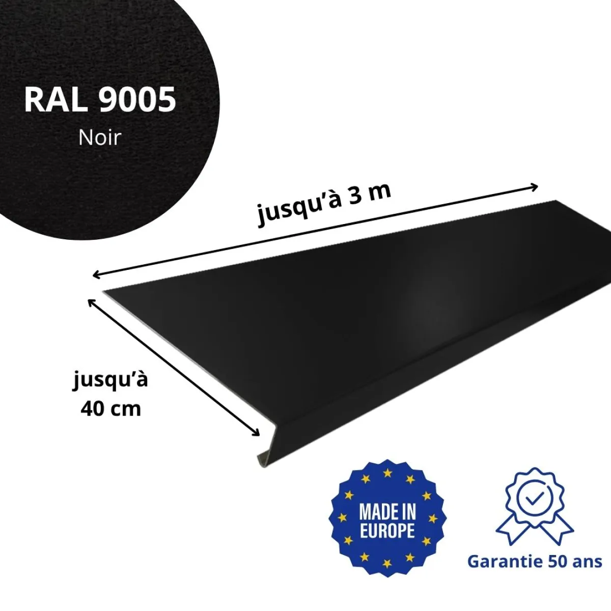Appui de fenêtre Noir mat