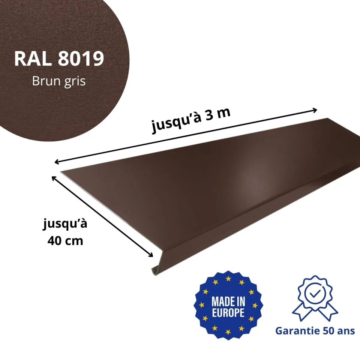 Appui de fenêtre Brun Gris mat