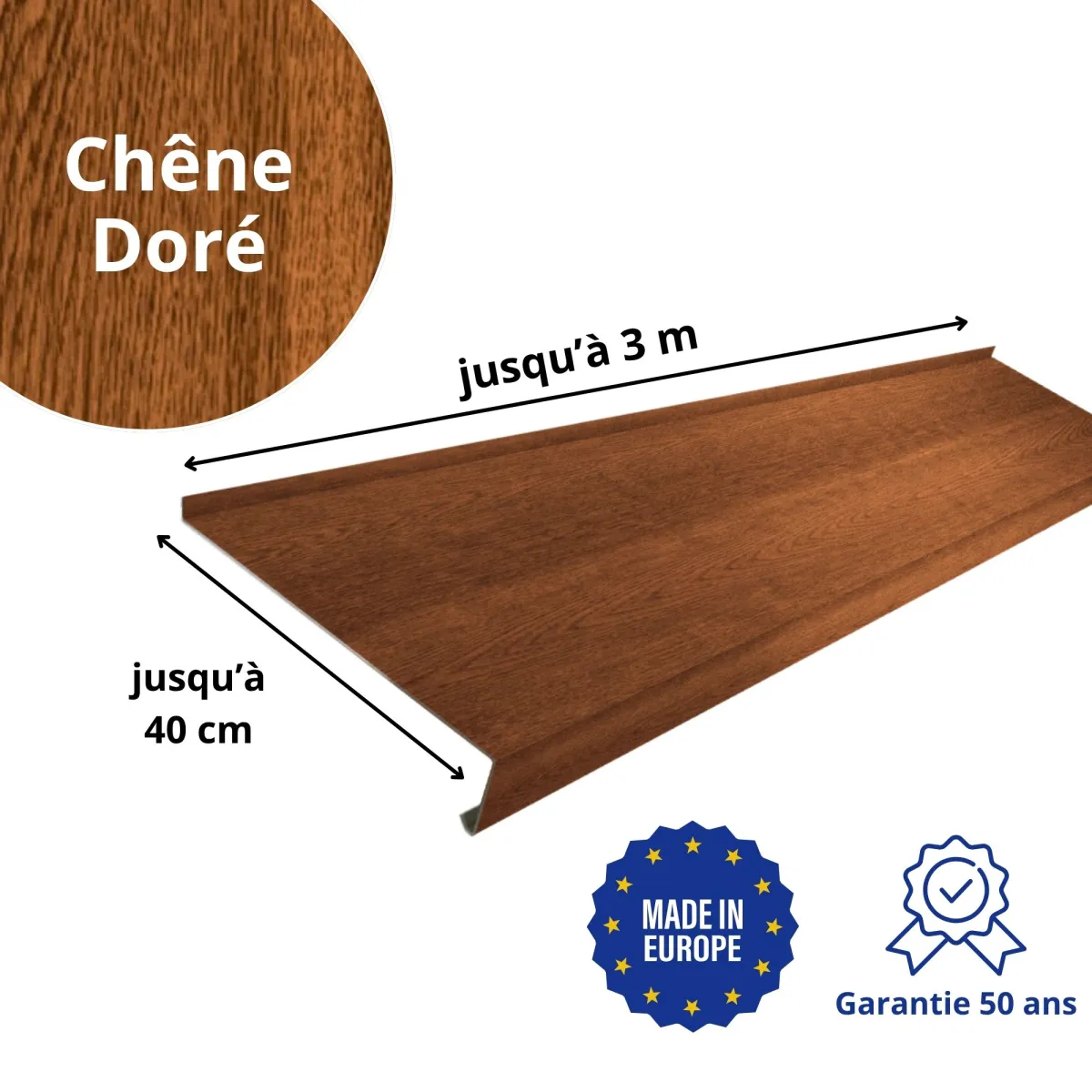 Appui de fenêtre avec rebord Chêne Doré 3D