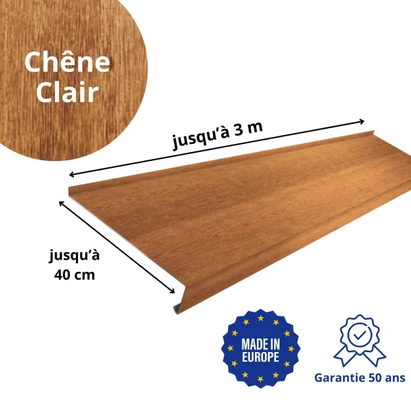 Appui de fenêtre avec rebord Chêne Clair 3D - 2