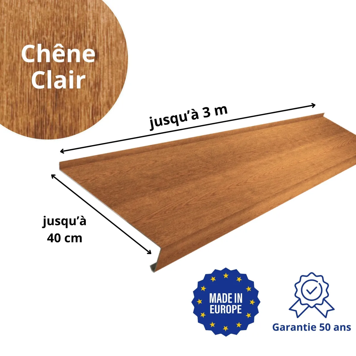 Appui de fenêtre avec rebord Chêne Clair 3D