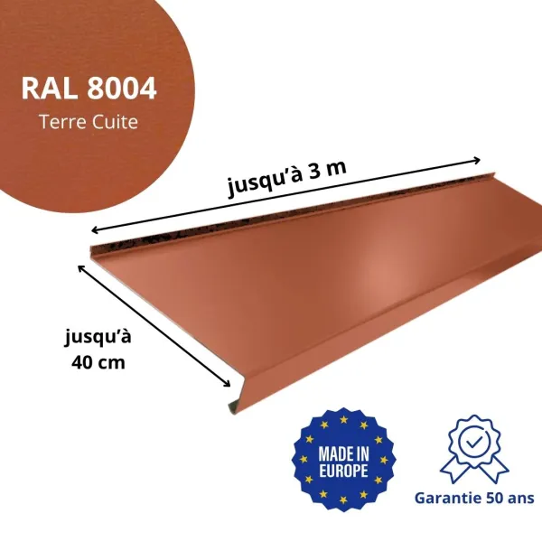 Appui de fenêtre avec rebord Terre Cuite mat - 2