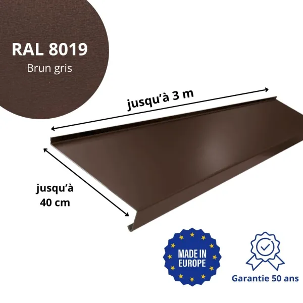 Appui de fenêtre avec rebord Brun Gris mat - 2