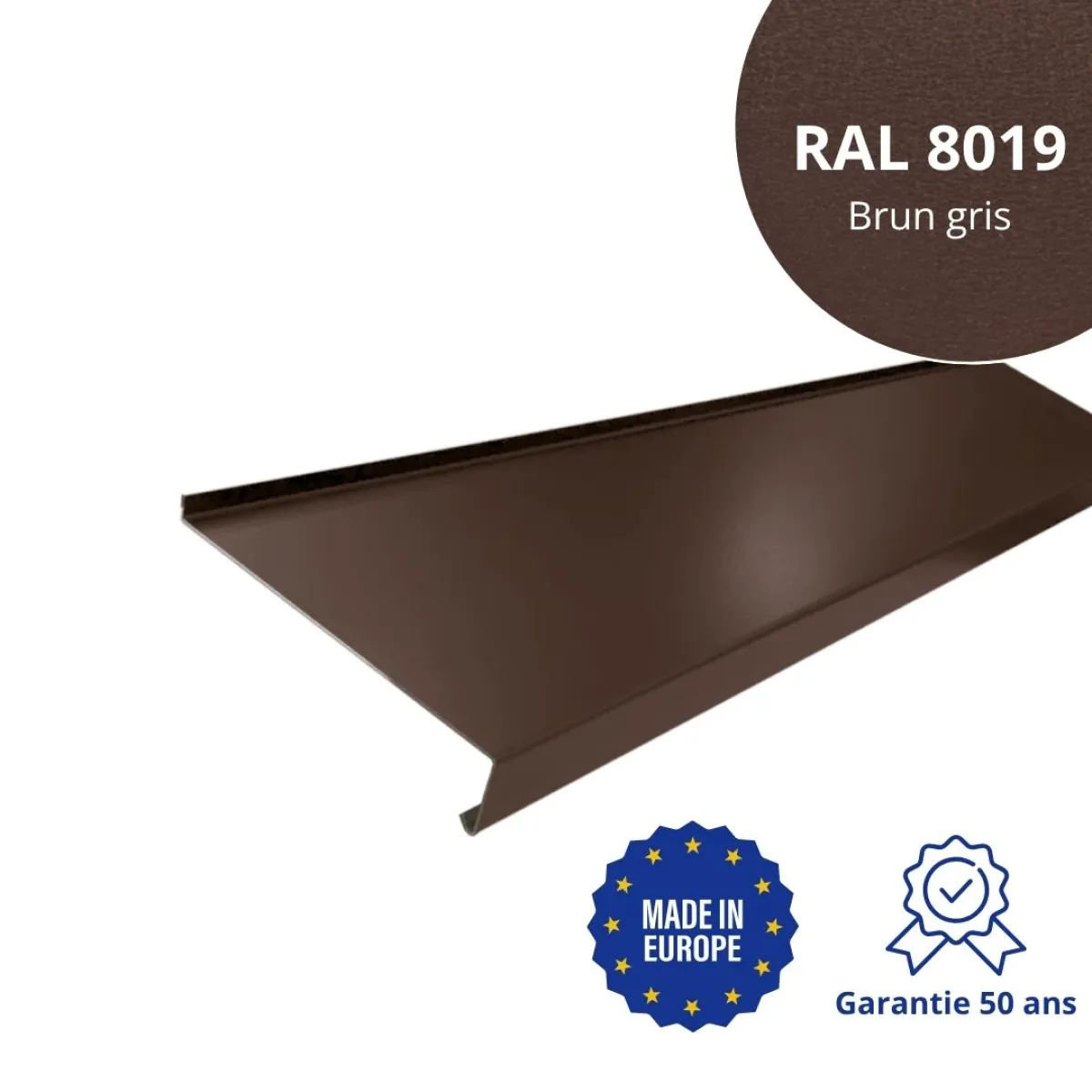 Appui de fenêtre avec rebord Brun Gris mat