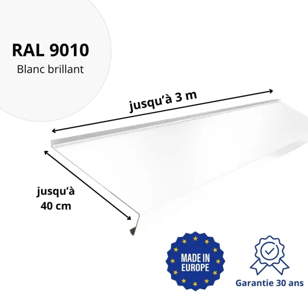 Appui de fenêtre avec rebord Blanc brillant - 2