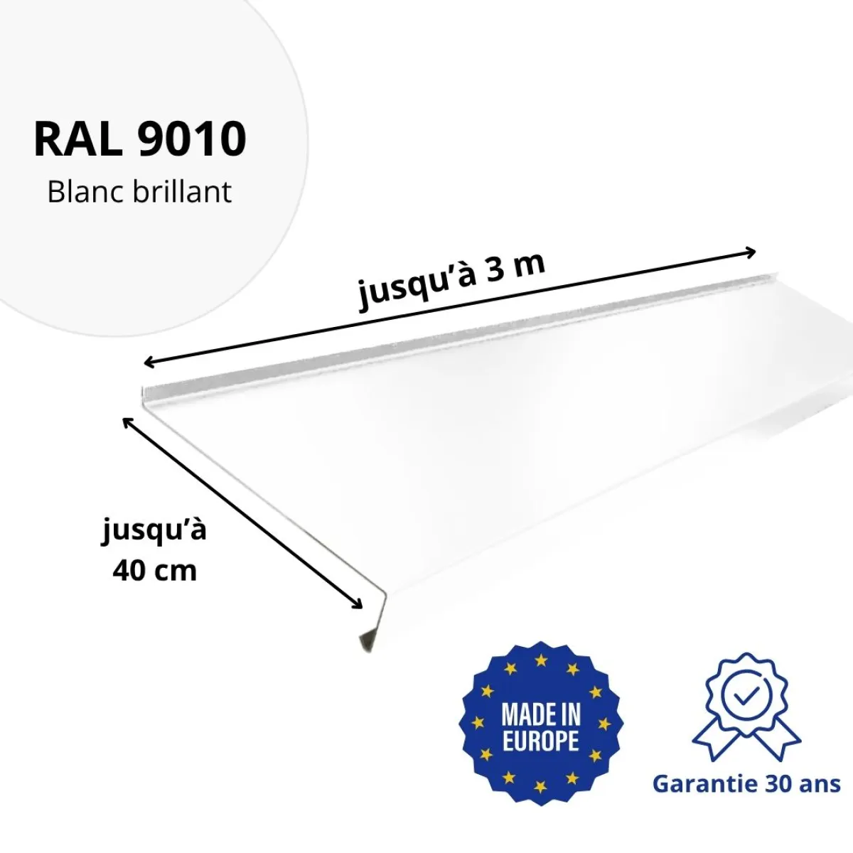 Appui de fenêtre avec rebord Blanc brillant
