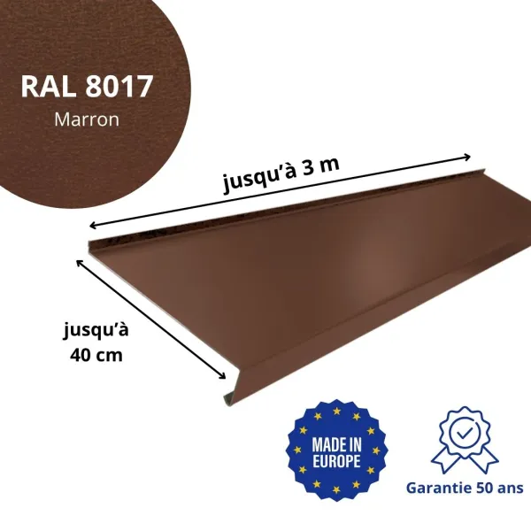 Appui de fenêtre avec rebord Marron mat - 2