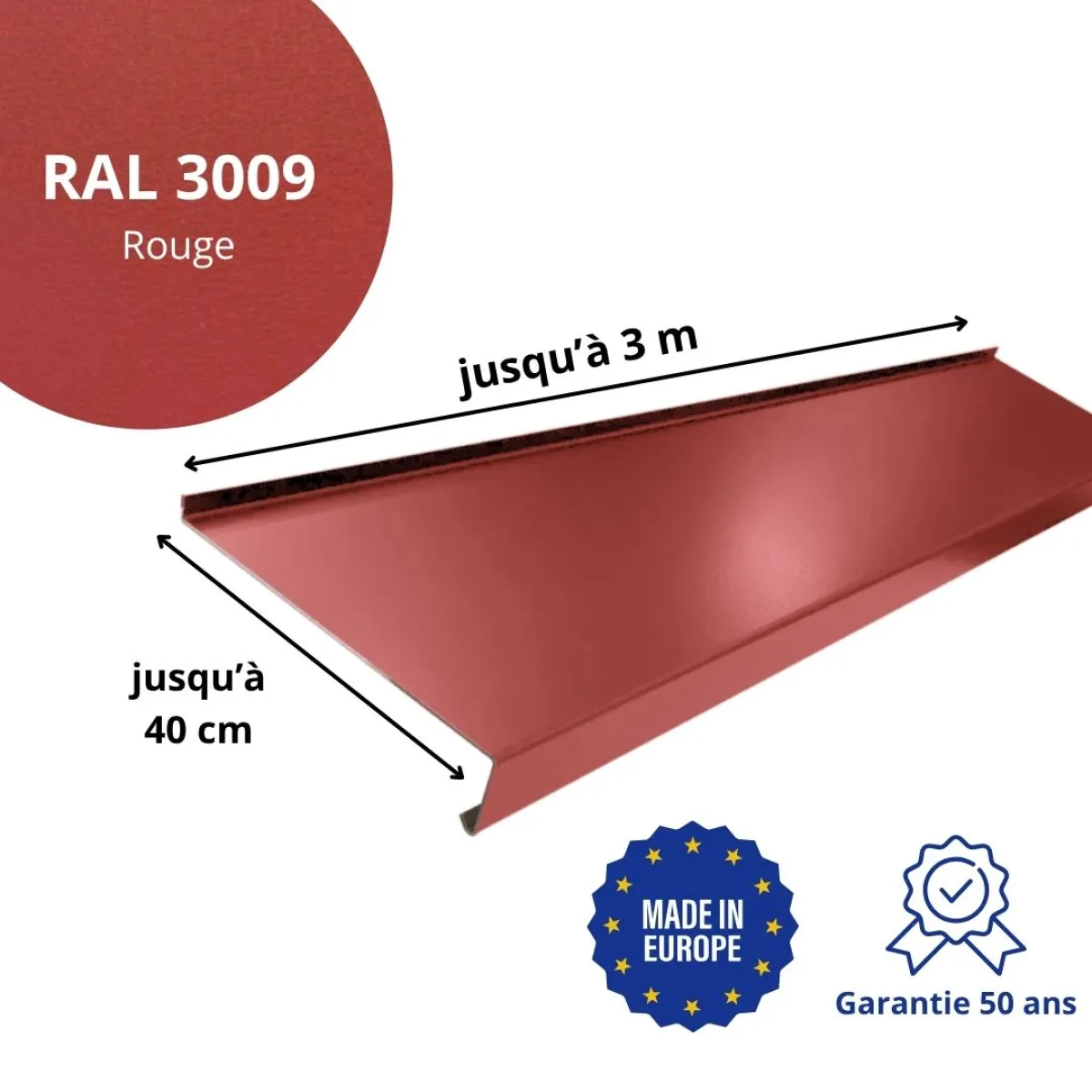 Appui de fenêtre avec rebord Rouge mat
