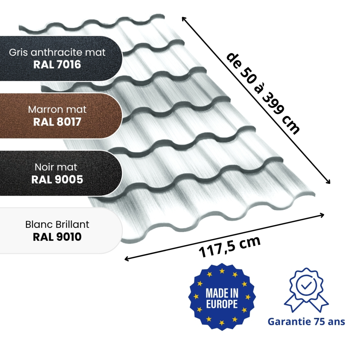 Tôle aluminium imitation tuile Centro Alu