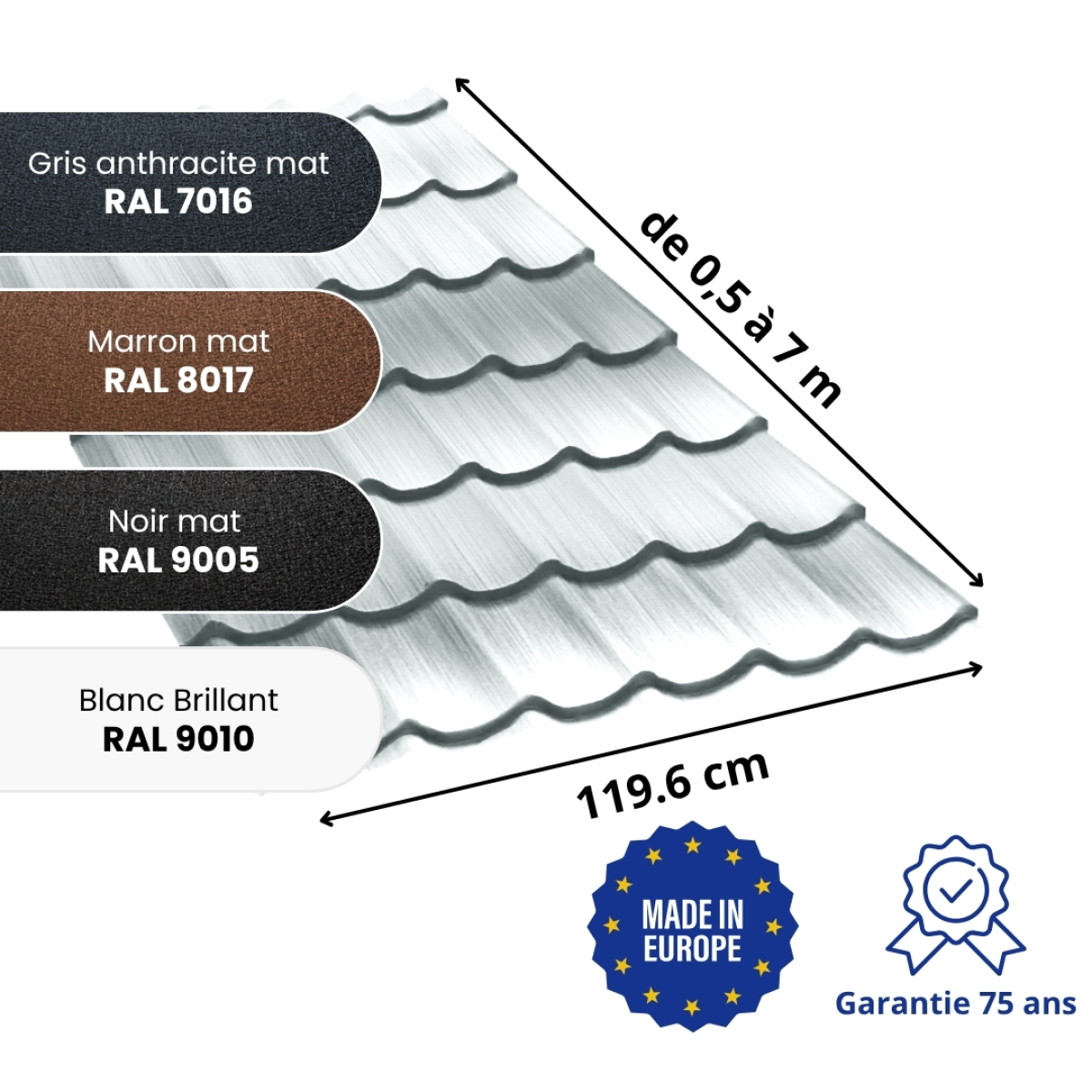 Tôle aluminium imitation tuile Vello Alu