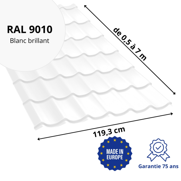 Tôle aluminium imitation tuile Platino Alu - 11
