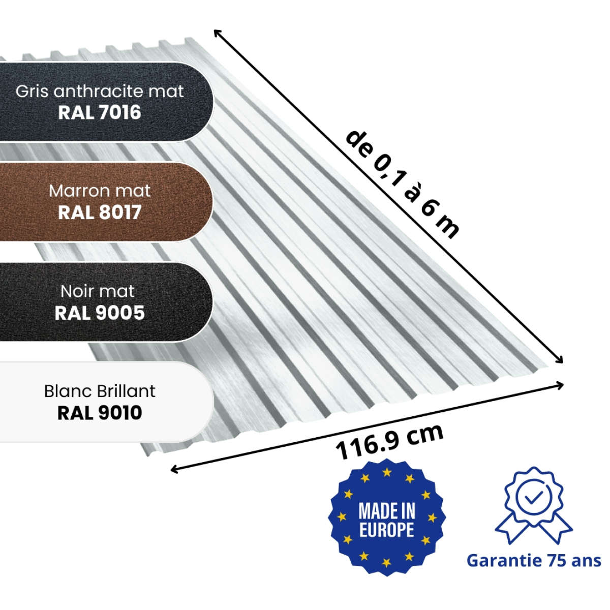 Tôle de toiture bac acier en aluminium Amedia