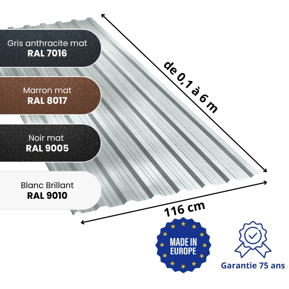 Tôle de toiture bac acier en aluminium Aviga
