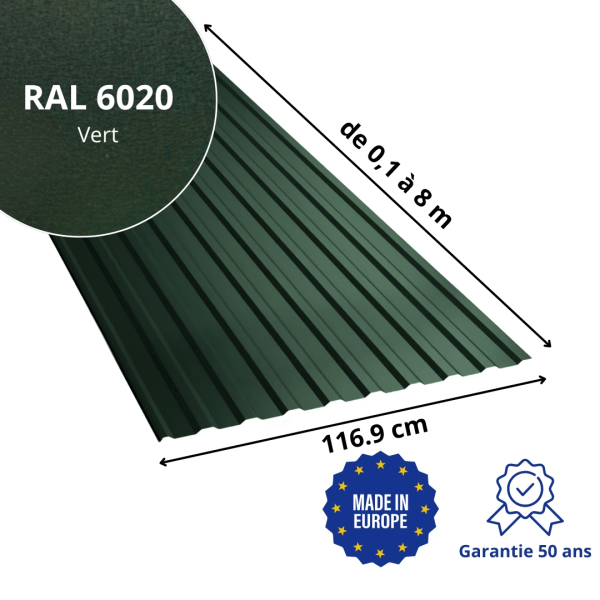 Tôle de toiture bac acier Medio Vert mat - 2