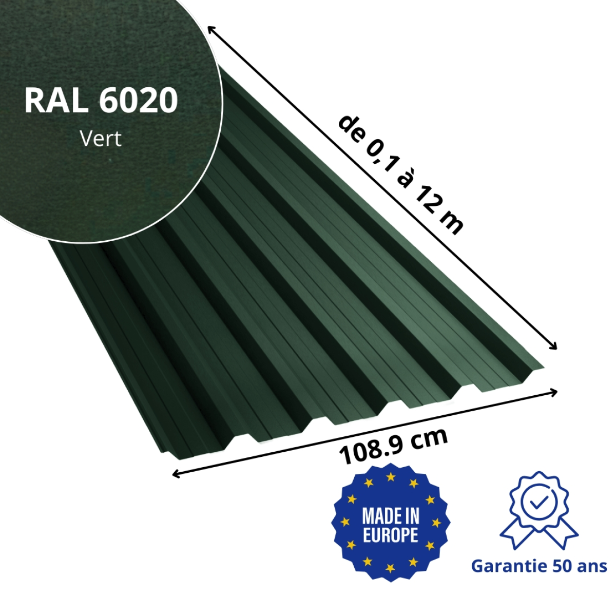 Tôle de toiture bac acier Alto Vert mat
