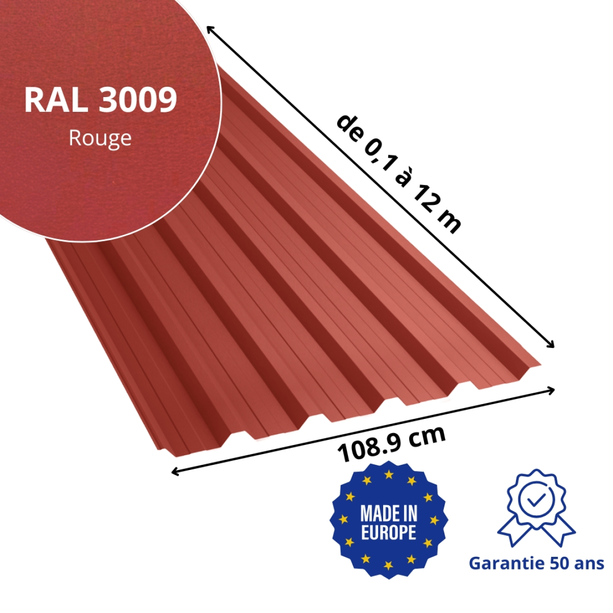 Tôle de toiture bac acier Alto Rouge mat | VPV Direct
