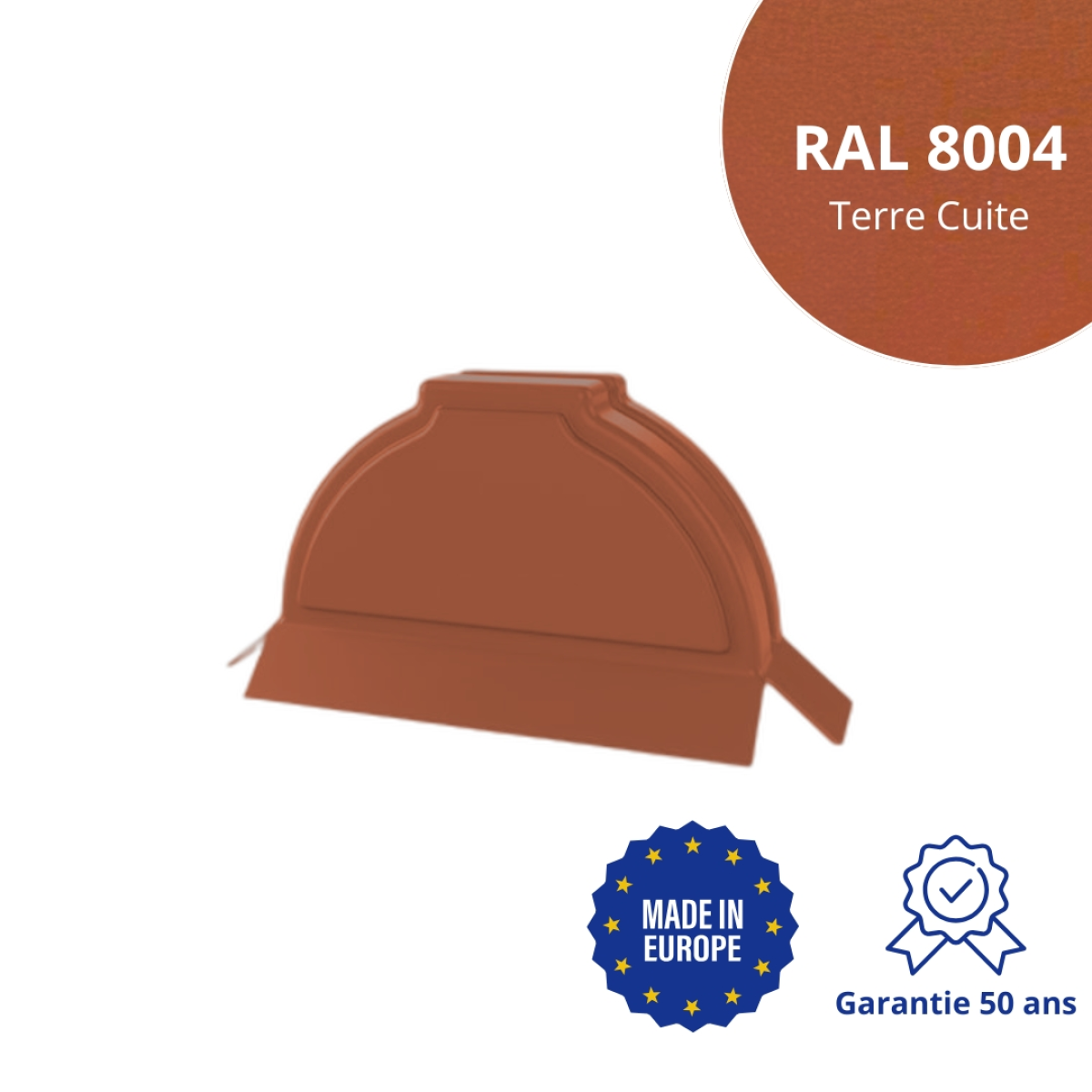 Embout de faitière demi-ronde
