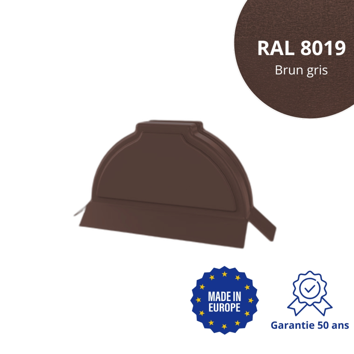 Embout de faitière demi-ronde