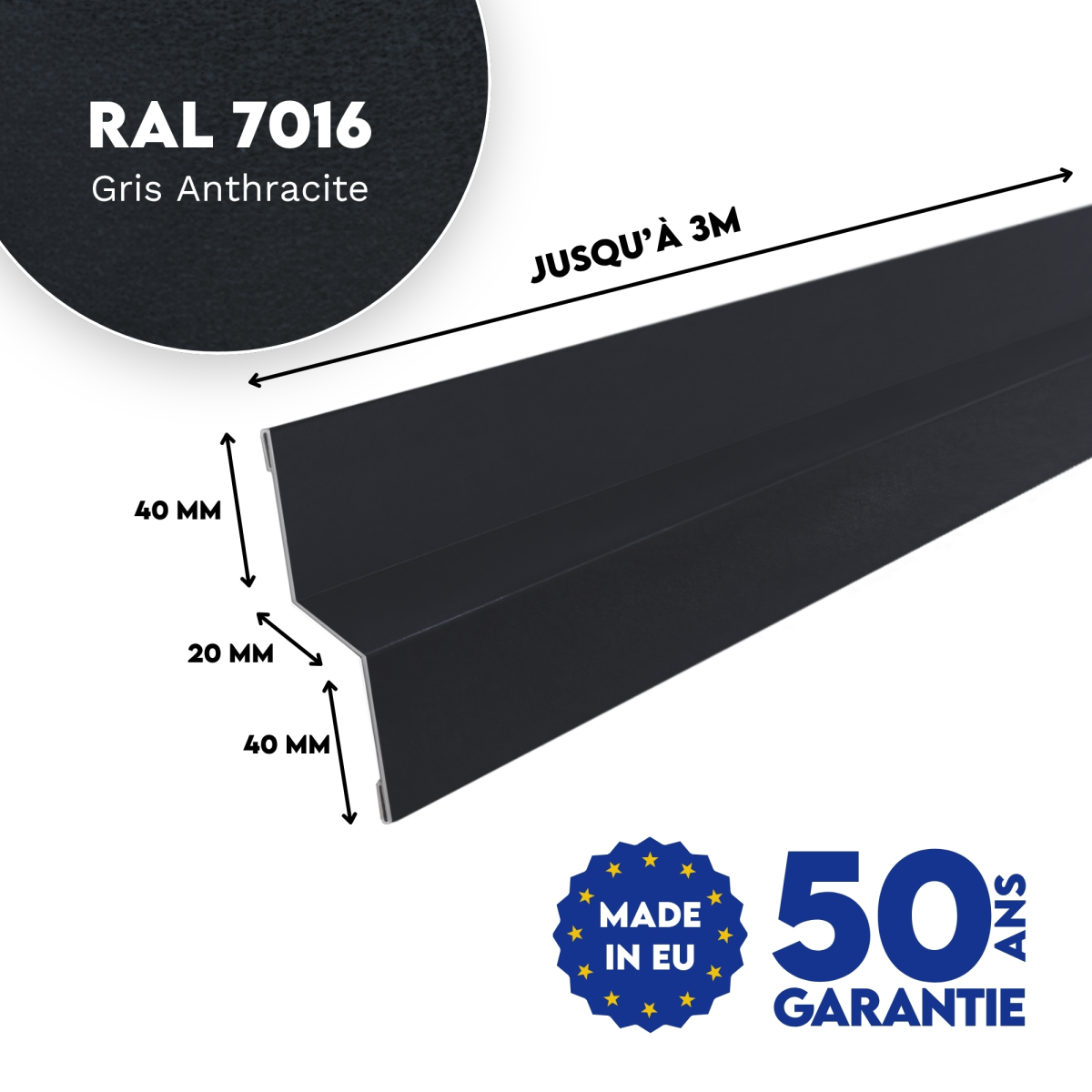 Bavette de rejet d'eau Gris Anthracite mat